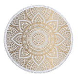 Round microfiber mandala beach towel hippie boho beach towel with tassels oversized wrap blanket tr