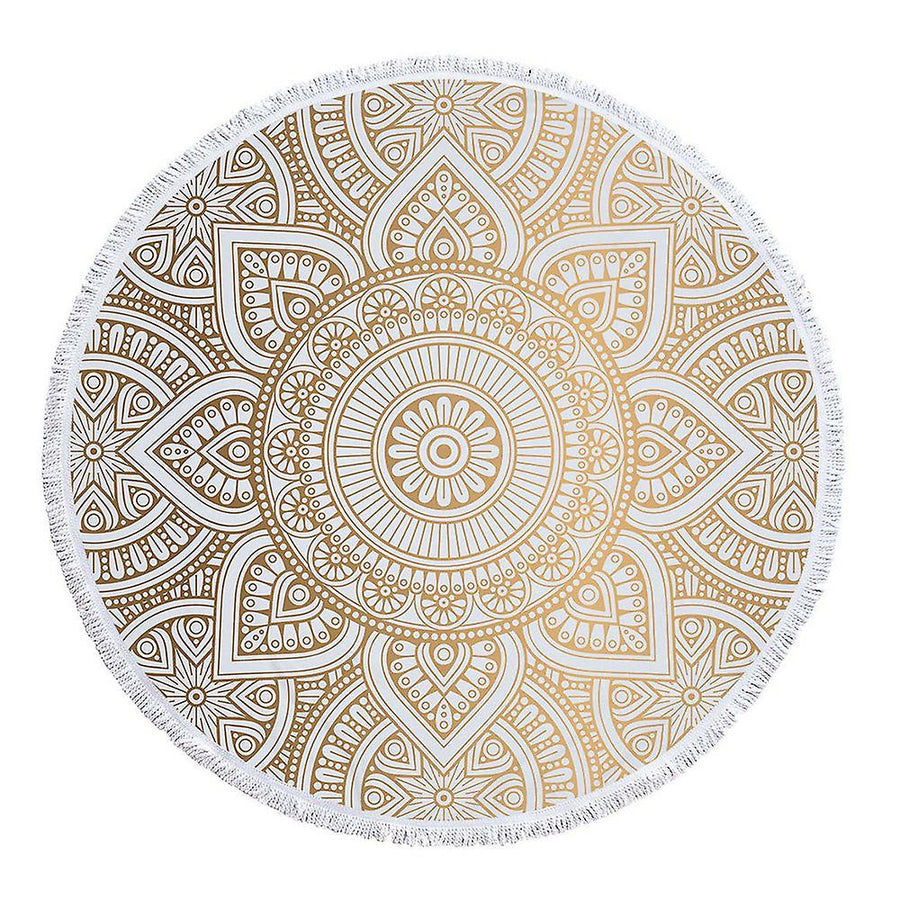 Round microfiber mandala beach towel hippie boho beach towel with tassels oversized wrap blanket tr