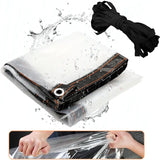Waterproof Clear PVC Tarpaulin Overlay Panel Roof with Eyelets and Rope 2 x 3m - Side View
