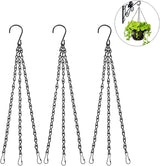 3-Pack Hanging Chain Set, Replacement Chain, Metal, Hanging Basket, Chains, Garden, Flower Pot, Plant Hanger with Clips and Hooks for Bird Feeder
