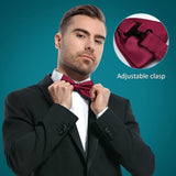 Pre-tied Bow Tie for Men, Tux Bow Tie Adjustable Formal Neck Bow Tie Satin Bow Tie for Party Wedding (Red) - 45-Degree Angle