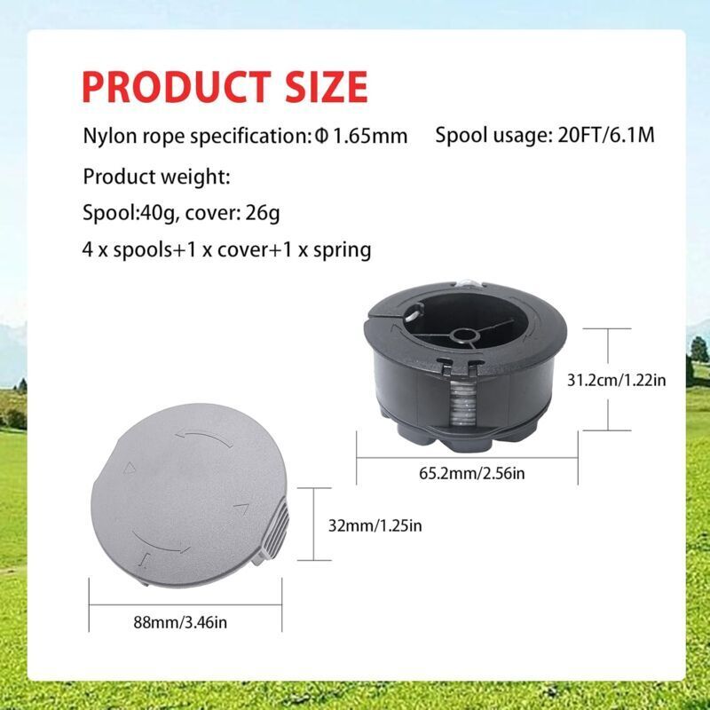 Set of 3 replacement spools for UniversalGrassCut 18V-26/18V-260/18/18-26/18-260, for ‎F016800570 and 1600A01R5J (6 m, 1.6 mm)..DEBUNS