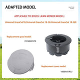 Set of 3 replacement spools for UniversalGrassCut 18V-26/18V-260/18/18-26/18-260, for ‎F016800570 and 1600A01R5J (6 m, 1.6 mm)..DEBUNS - Top-Down View