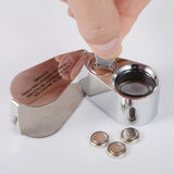 Jewelers Loupe 40X Magnification Metal Foldable Loupe with LED & UV Light - Top-Down View