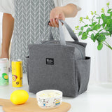 Lunch Bag for Adult Children Thick Portable Black - Top-Down View