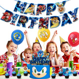 Sonic Birthday Theme Party Decoration Cartoon Drag Flag Insert Balloon Set D - Rear View