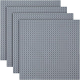 Building Plate, 4 pieces of classic base plates, 25.5 x 25.5 cm, base plate, compatible with all major brands, building toys for children 4 pieces light gray