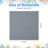 Building Plate, 4 pieces of classic base plates, 25.5 x 25.5 cm, base plate, compatible with all major brands, building toys for children 4 pieces light gray