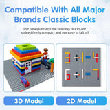 Building Plate, 4 pieces of classic base plates, 25.5 x 25.5 cm, base plate, compatible with all major brands, building toys for children 4 pieces light gray - Top-Down View