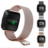 Compatible with Fitbit Versa 2 3 4 Lite Sense Band Wristband Milanese Sense 2 Replacement Magnetic Bracelet Bracelet Fit Bit Watch Strap Rose Pink For Versa 2 - Front View