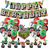 Minecraft Theme Happy Birthday Set Decoration Accessories Banner Pull Flag Cake Decorations Kit null none
