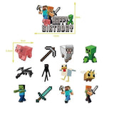 Minecraft Theme Happy Birthday Set Decoration Accessories Banner Pull Flag Cake Decorations Kit null none - Side View