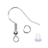 925 Silver Earring Hooks for Jewelry Making, Hypoallergenic Earring Hooks Accessories, 100 Earring Hooks, 150 Ear Plugs, SQBB - Top-Down View
