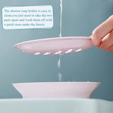 2-pack soap dish, plastic soap cups, non-slip soap dish, soap holder, shower with drip tray, easy-clean soap saver (pink) - Front View
