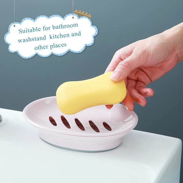 2-pack soap dish, plastic soap cups, non-slip soap dish, soap holder, shower with drip tray, easy-clean soap saver (pink)