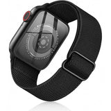 Compatible with Apple Watch 42/44/45/49 mm Adjustable and Elastic Nylon Strap Black Black