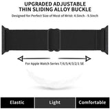 Compatible with Apple Watch 42/44/45/49 mm Adjustable and Elastic Nylon Strap Black Black - Front View