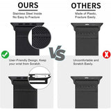 Compatible with Apple Watch 42/44/45/49 mm Adjustable and Elastic Nylon Strap Black Black - 45-Degree Angle