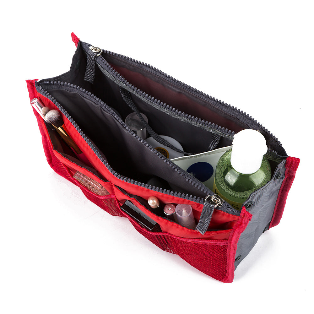 Bag in bag insert toiletry bag red 1
