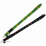 Smooth Sunflower, Stars Lanyard Black - Top-Down View