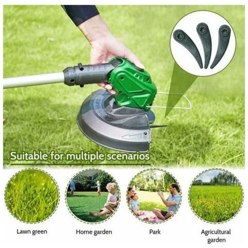 Pack of 24 replacement blades for Bosch Durablade Art 23-18 LI Art 26-18 LI lawn mowers, green.