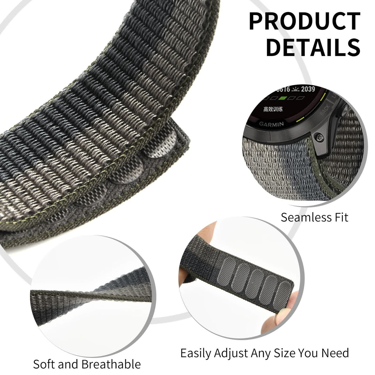 26mm 22mm  Nylon for Garmin Enduro 2/Fenix 6X 6 Pro 5X 5 Plus 7X 7/Epix Gen 2 Ultralight Smart Watch Band Bracelet H 26mm Fenix 6X 6XPro