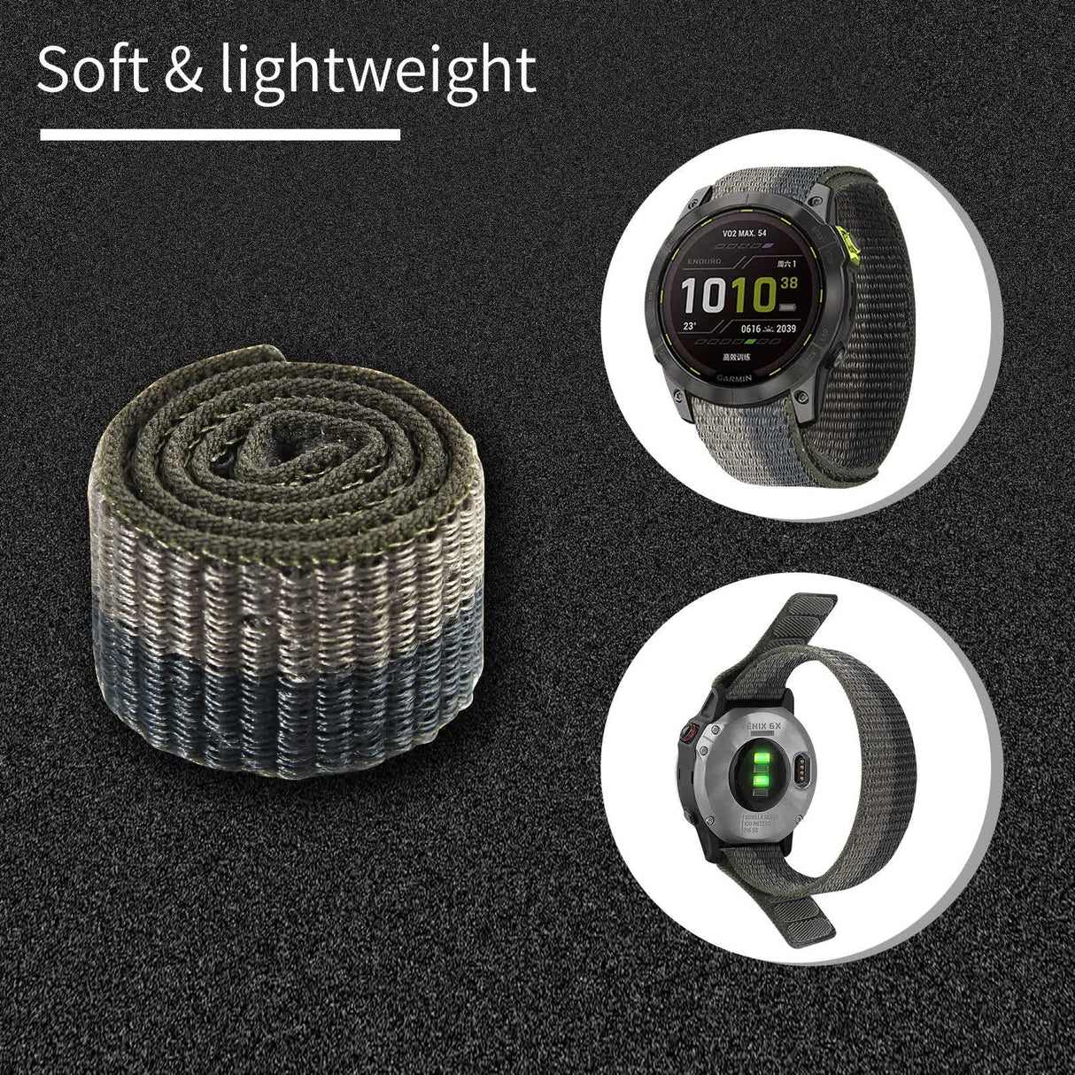 26mm 22mm  Nylon for Garmin Enduro 2/Fenix 6X 6 Pro 5X 5 Plus 7X 7/Epix Gen 2 Ultralight Smart Watch Band Bracelet H 26mm Fenix 6X 6XPro