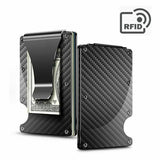RFID Blocking Minimalist Carbon Fiber Card Holder with Money Clip for Men