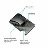 RFID Blocking Minimalist Carbon Fiber Card Holder with Money Clip for Men - Side View