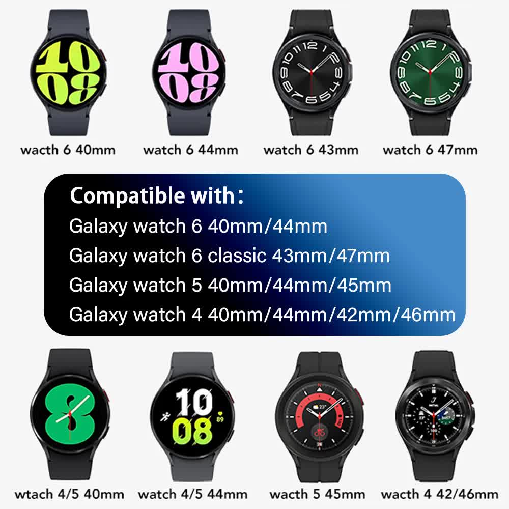 20mm Compatible with Samsung Galaxy Watch 4/5/6/pro/classic 45mm 44mm 40mm 43mm 47mm No Gaps Nylon Strap Correa Galaxy Watch 6 Strap Black