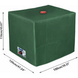 IBC Tank Cover Tarpaulin for 1000L IBC Container, GU.B/bon 116 x 100 x 120 cm Water Tank Cover Anti-UV Anti-Rain (Green)..DEBUNS - Front View