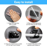 pcs Self-Adhesive Curtain Rod Holders, Nail-Free Adjustable Curtain Rod Brackets, Curtain Rod Wall Mounts (Black) - Side View