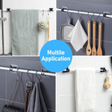 pcs Self-Adhesive Curtain Rod Holders, Nail-Free Adjustable Curtain Rod Brackets, Curtain Rod Wall Mounts (Black) - 45-Degree Angle