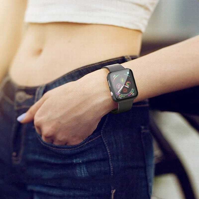 2-PACK Compatible with Apple Watch 40mm Shockproof Case 9H Tempered Glass 2in1 Rose Gold