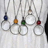 Magnifying Glass Necklace for Reading, Elderly Gift, Book Magnifying Glass Jewelry blue