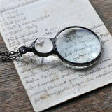 Magnifying Glass Necklace for Reading, Elderly Gift, Book Magnifying Glass Jewelry blue - Front View