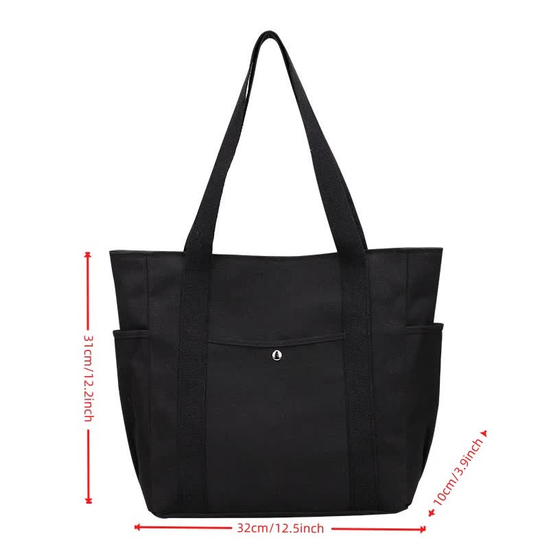 Large Capacity Canvas Tote Bag for Work Travel Carrying Bag College Style Student Outfit Book Shoulder Bag White
