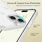 Mobile Case Compatible with iPhone 14 Plus, 3D Bowknot Mobile Case, Cute Transparent Bowknot, Thin, Soft and Durable, White White iPhone 14 Plus - Front View