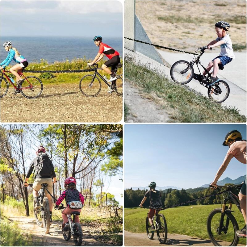 1.7m to 3m Bicycle Tow Rope for Kids Bicycle Tow Rope Load 200kg for Mountain Bike Long Family Trip with Black Storage Bag