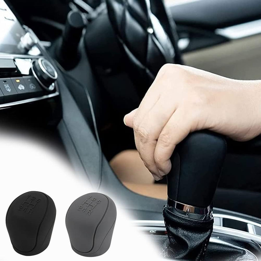 Ocean 2 x 6-Speed Car Silicone Gear Shift Knob Covers (Black and Grey)