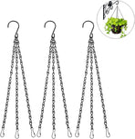 3-Pack Hanging Chain Set, Replacement Chain, Metal, Hanging Basket, Chains, Garden, Flower Pot, Plant Hanger with Clips and Hooks for Bird Feeders