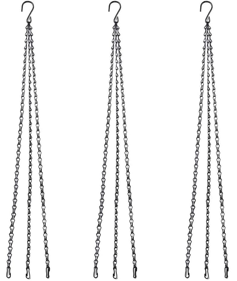 3-Pack Hanging Chain Set, Replacement Chain, Metal, Hanging Basket, Chains, Garden, Flower Pot, Plant Hanger with Clips and Hooks for Bird Feeders