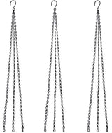 3-Pack Hanging Chain Set, Replacement Chain, Metal, Hanging Basket, Chains, Garden, Flower Pot, Plant Hanger with Clips and Hooks for Bird Feeders - Front View