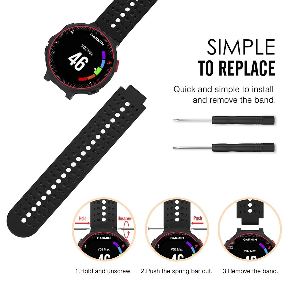 Garmin Forerunner 235/235Lite Watch Band Soft Silicone Replacement Strap for Garmin Forerunner 235/220/230/620/630/735 Smartwatch