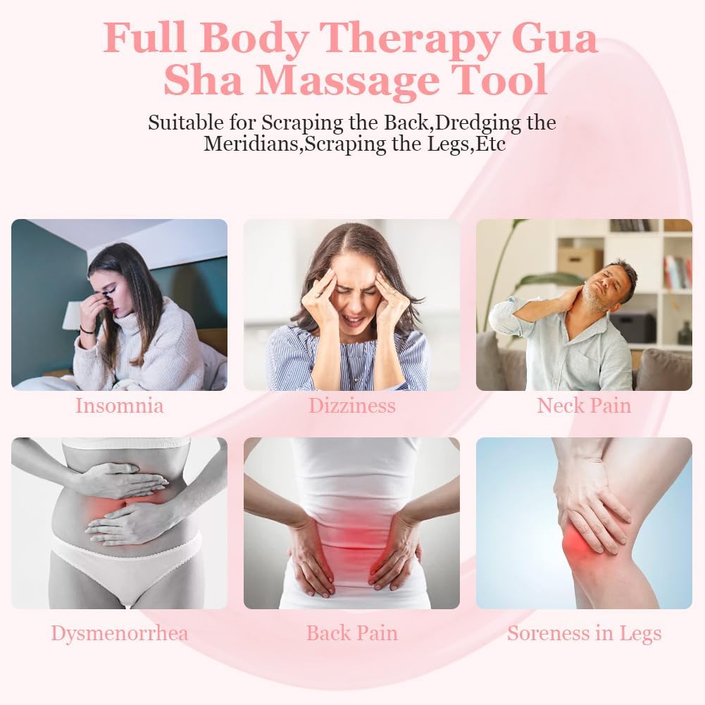 Large Gua Sha Massager, Lymphatic Drainage & Cellulite Massage for Legs, Face, Back & Pain Relief Pink-B
