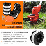 Trimmer Line Spool for Black and Decker Trimmers, 6-pack Trimmer Line Spools with 1 Spool Guard and 1 Spring - Front View
