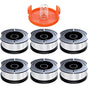 Black & Decker Trimmer Replacement Spools - 6 Pieces of 1.65mm Line, 10m Each, Includes Extra Spring & Cap