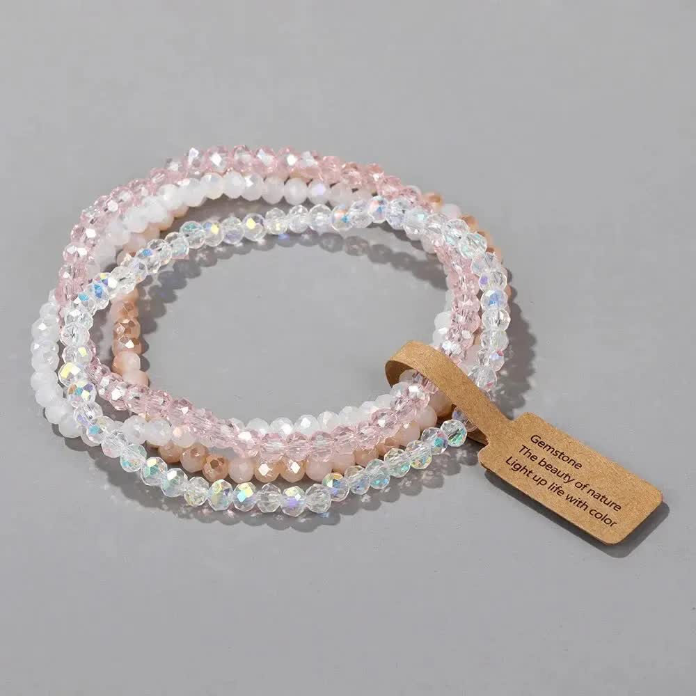Pieces Set Faceted Glass Beads Stretch Bracelet Impacted Glass Beads Multicolor Elastic Beads Handmade E Bracelet Jewelry ASL70055A