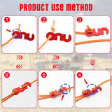 Rope Adjuster, 16pcs Aluminum Rope Tensioner, Tent Wind Rope Buckle, Rope Tensioner for Camping Hiking Backpacking Picnic Outdoor Tent Accessories 16 Pieces - Red Opening