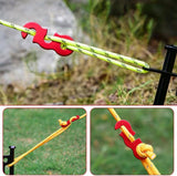 Rope Adjuster, 16pcs Aluminum Rope Tensioner, Tent Wind Rope Buckle, Rope Tensioner for Camping Hiking Backpacking Picnic Outdoor Tent Accessories 16 Pieces - Red Opening - Top-Down View